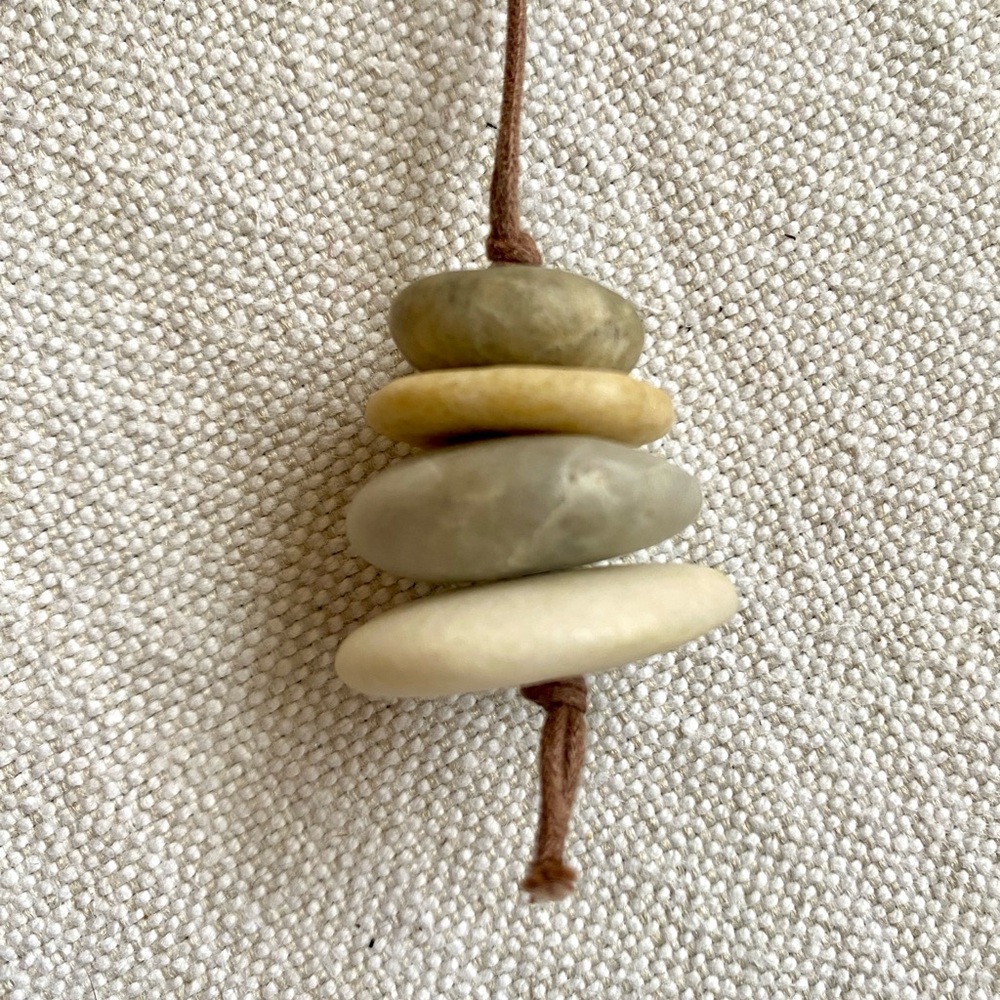 Tan and Cream Stacked Stone Necklace